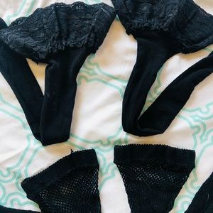 2 pairs - Fishnet thigh high stockings